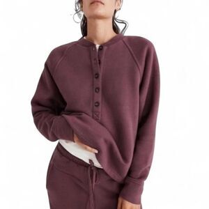 Madewell MWL Betterterry Henley Sweatshirt in burgundy Size M